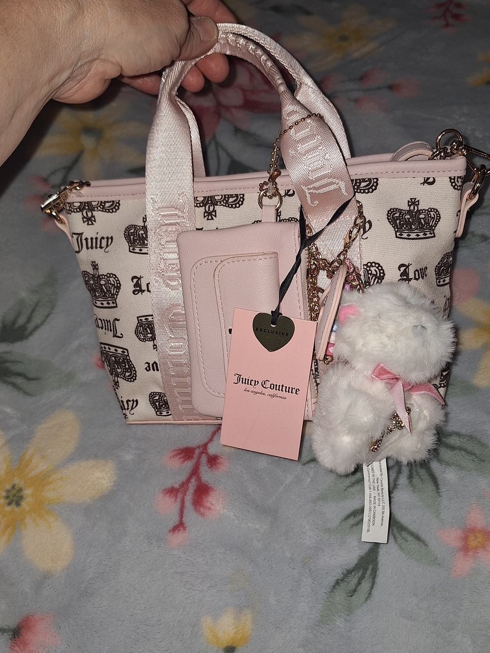 EXCLUSIVE Juicy Couture Pink Logo-Print Tote with Plush Charm